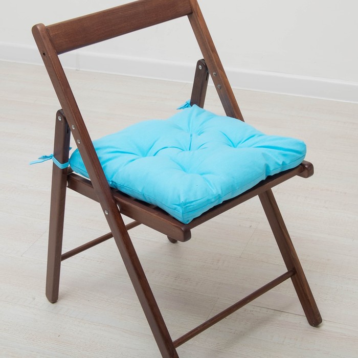 Набор подушек для стула 35х35 см 2шт, цв голубой, бязь, холлофайбер