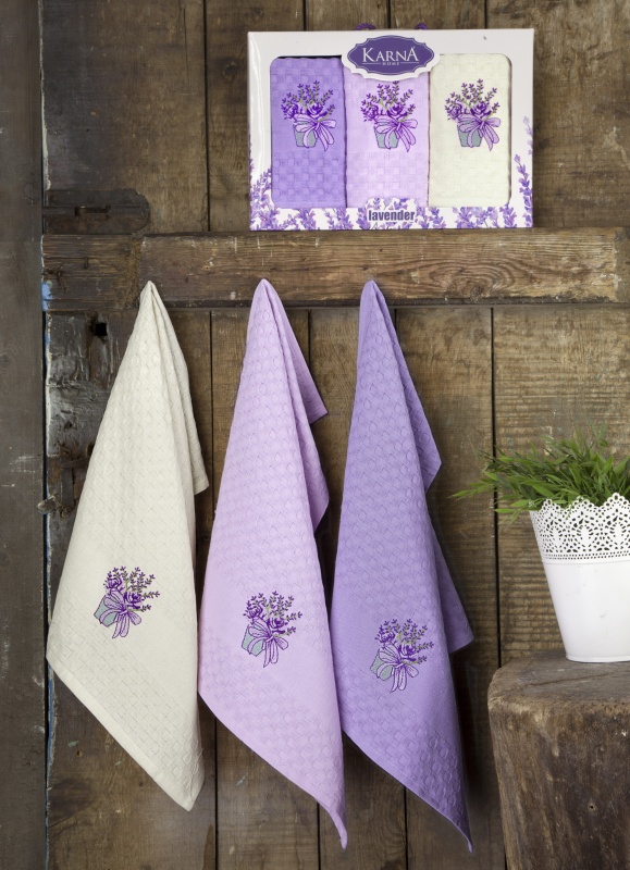 Набор кухонных полотенец с вышивкой Lavender (3 шт.)